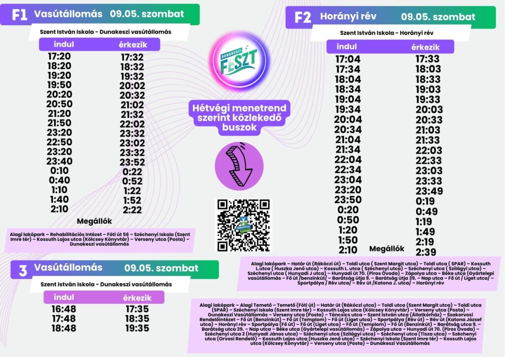 szombati fesztiválmenetrend
